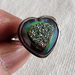 Druzy Heart Sterling Ring