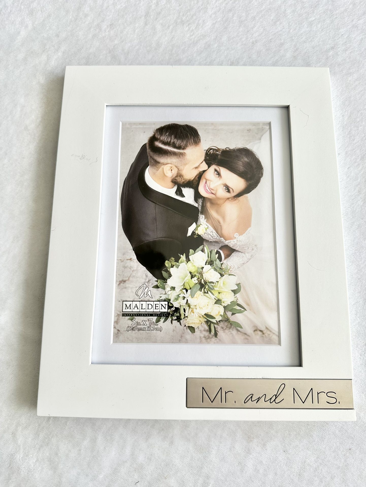 Mr. & Mrs. White pitches frame for 5x7 photo - frame is 8 1/4 x 10 inches