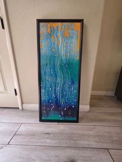 Original Large Colorful Abstract Framed Wall Art – 41” x 18”