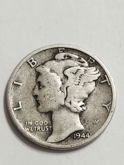 1944 Silver Mercury Dime / Antique Coin