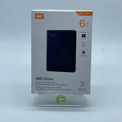 New Western Digital WD Drive 6TB PORTABLE HDD WDBRBU0060BBL-BB