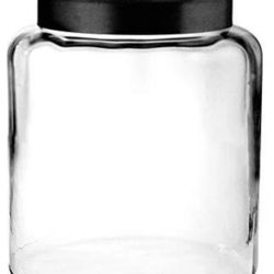 Anchor Hocking? 2 gal Glass Montana Jar With Black Metal Lid - 8” Dia x 12”