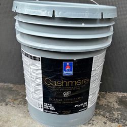 Interior Paint Cashmere And Primer In One. White. Opened, But Full 5 Gallons 