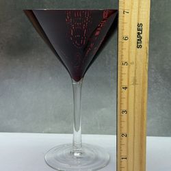 (1) Vintage Ruby Red Martini Glass Christmas Cocktail Glass, Valentines Day Barware, Valentine Gift. 