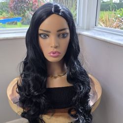 Wavy Black synthetic Long wig