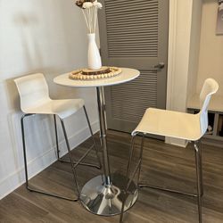 Modern White Acrylic Barstools + Table