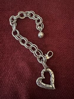 Brighton Pebble Heart Silver Bracelet Adjustable