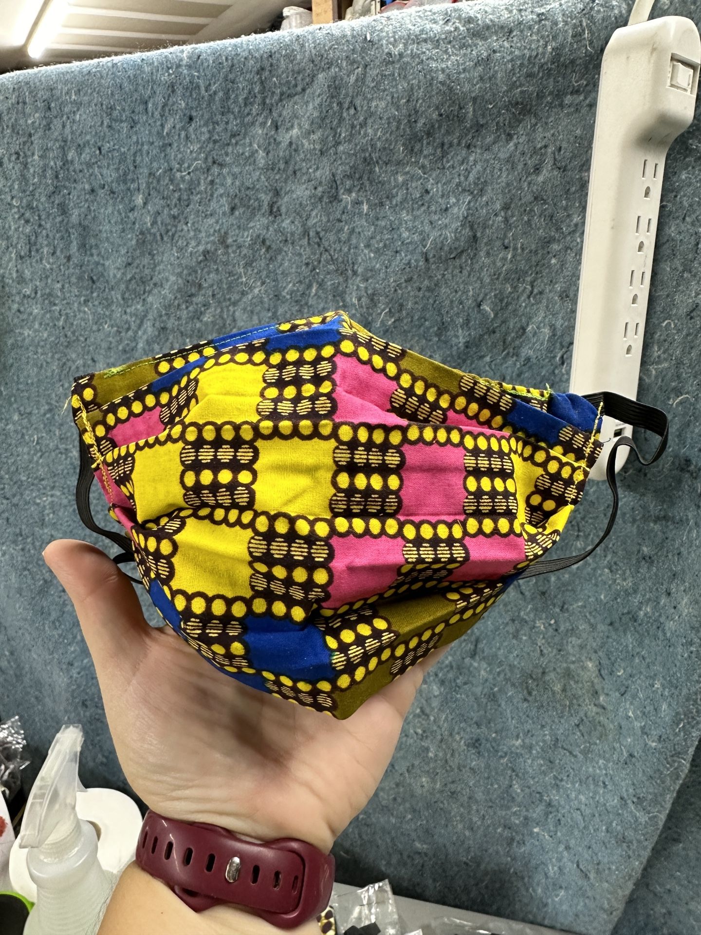 19 Count Square Dot Yellow And Pink Reusable Cloth Face Mask - Pattern/Color Varies