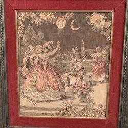 Framed French romantic tapestry