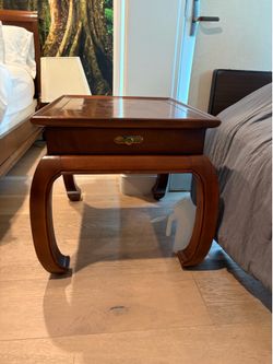 Asian Style Wood Nightstand with Drawer
