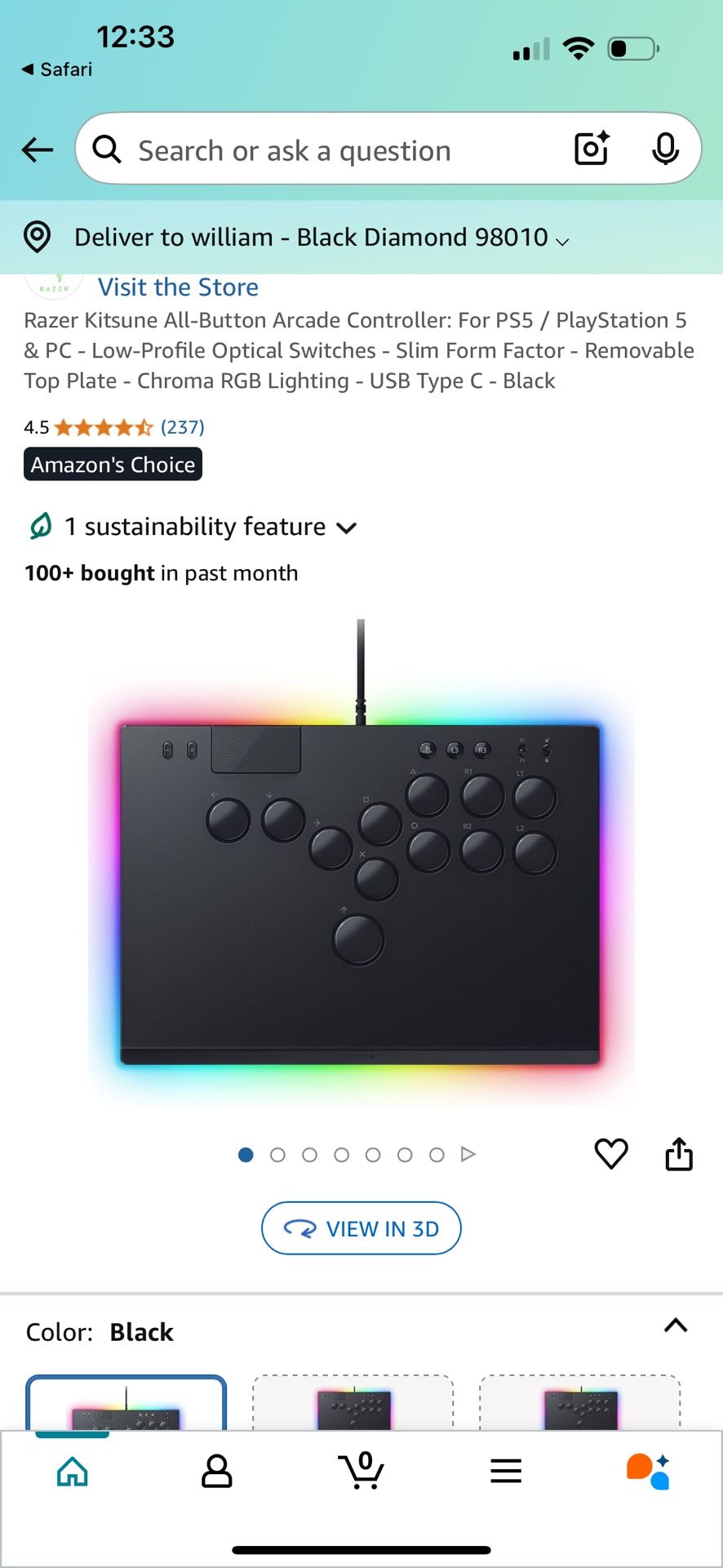 Razer Kitsune All-Button Arcade Controller: For PS5 / PlayStation 5 & PC