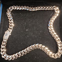 14mm 24 Inch Gold Plated Cuban Link With Diamond Clapse