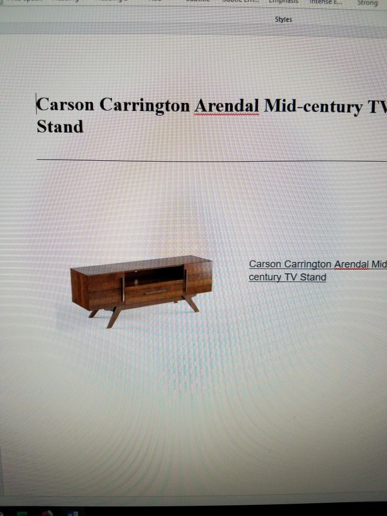 Carson Carrington Arendal Mid Century TV Stand, "BRAND NEW" box never opened