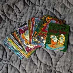 90s collectors cards - holographic Ren and stimpy  and others