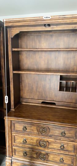 Distressed Wood Hutch Desk w/ Drawers & Shelves