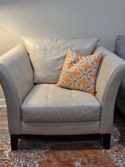 Off White Faux Leather Chair