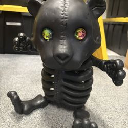 Large Black Skeleton Teddy Bear And Two Sided Sign