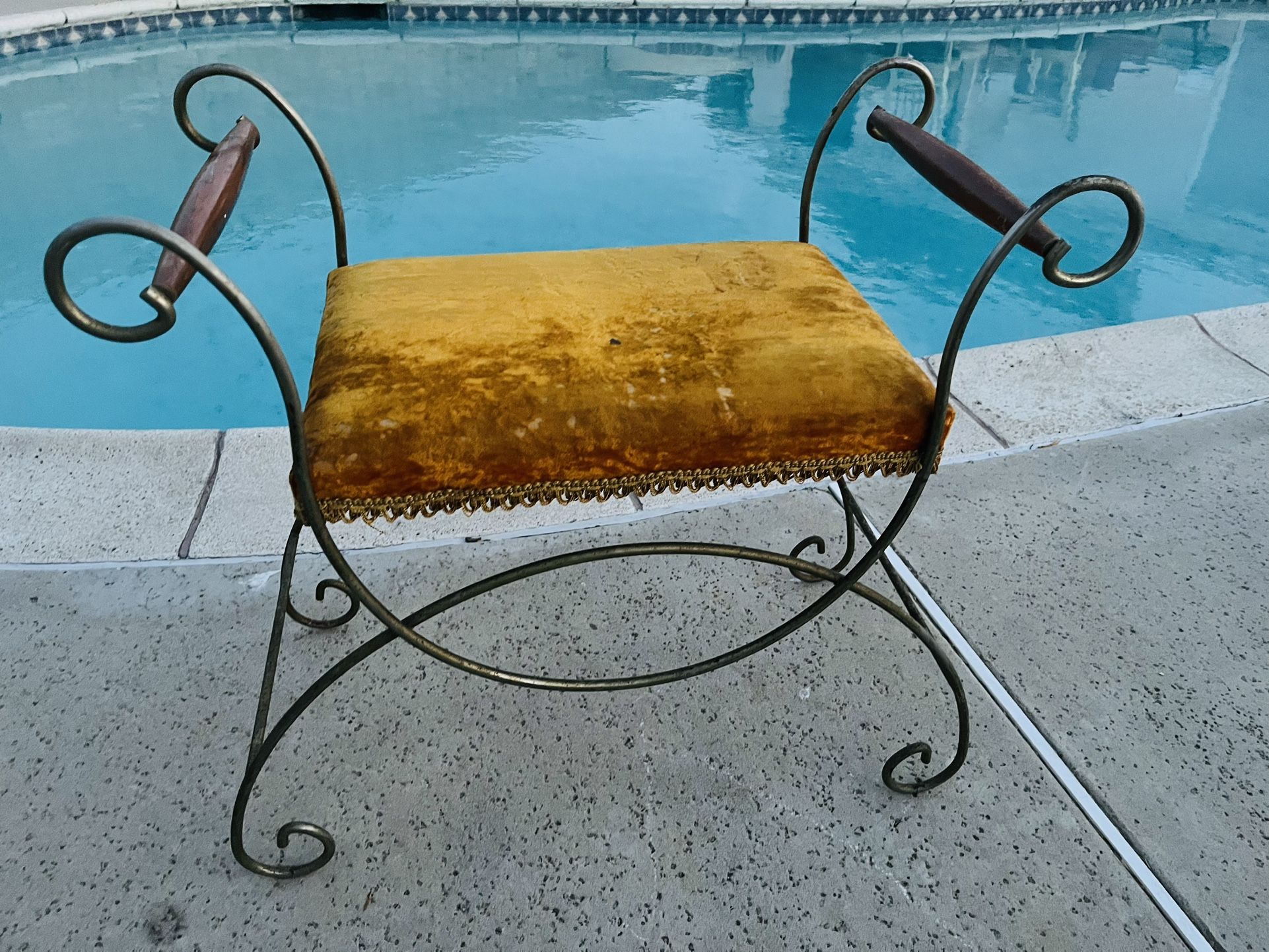 Vintage Hollywood Regency Style Vanity Stool Bench