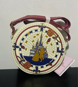 Loungefly Disney Beauty and the Beast Mosaic Round Crossbody Bag