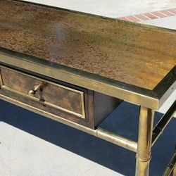 Mastercraft solid brass and Carpathian Elm sideboard / console / side table