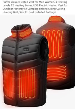 Heated Vest for Men Women, 3 Heating Levels 12 Heating Zones..Not Included Battery)
