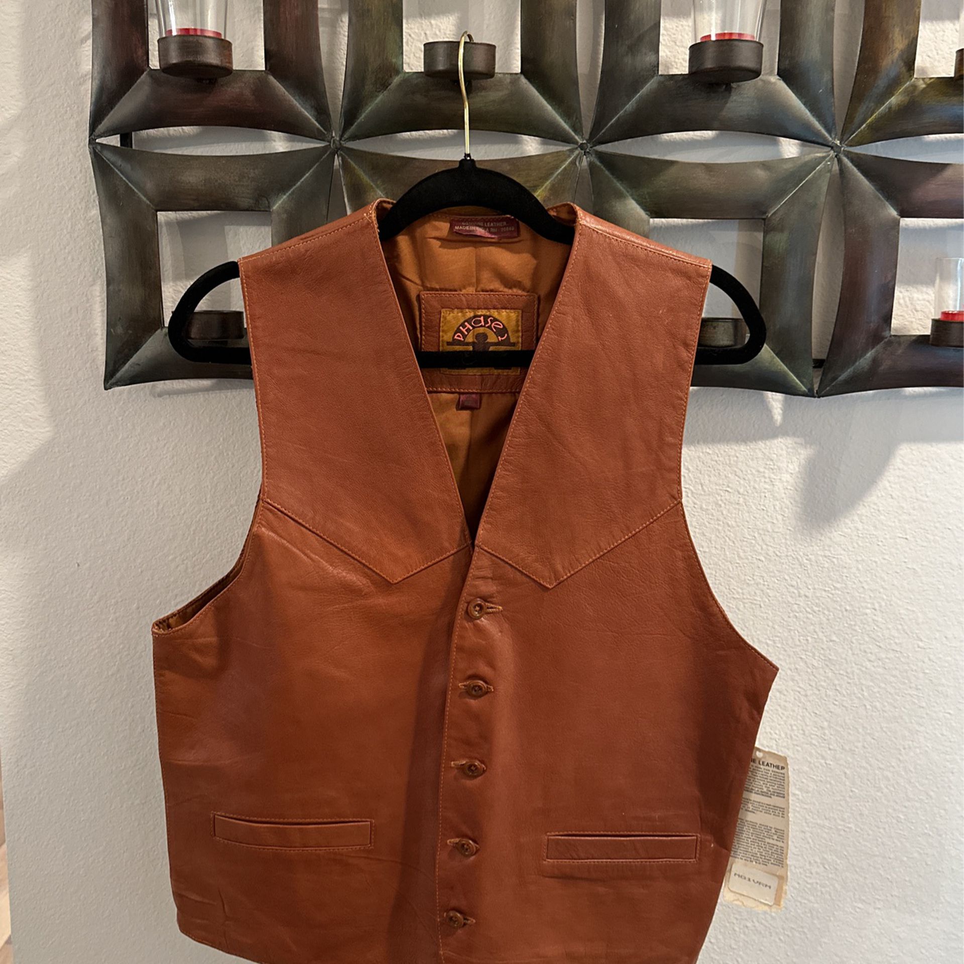 Vintage Brown Leather Vest 
