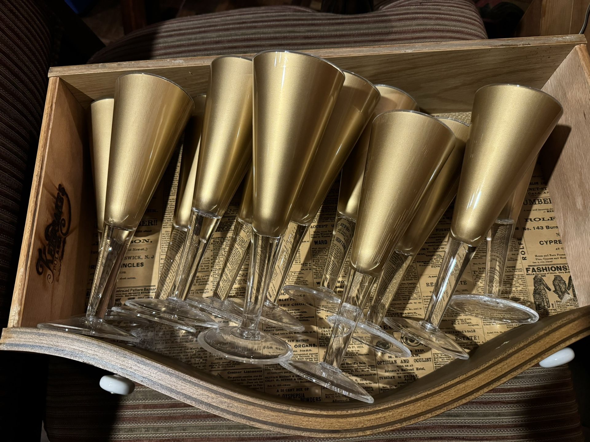 Champagne Glasses Metallic Gold Set Of 12