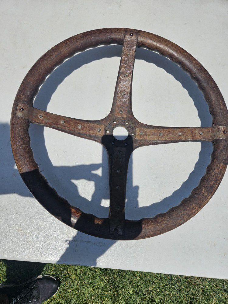 Antique Wooden Steering Wheel