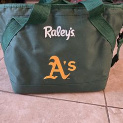 Sacramento Athletics Raley's cooler bag , green canvas , reusable MLB promo  fan gear limited edition