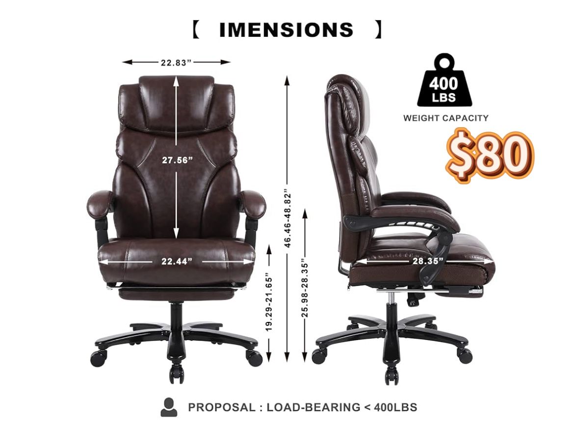 KCREAM leather Office Chair,Brown