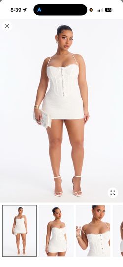 Fashion nova women’s white corset dress size M