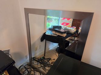 Large Modern Brushed Metal Wall Mirror - 3' x 4'