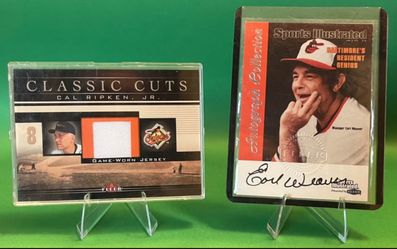 Baltimore Orioles Earl Weaver / Cal Ripken, JR. 2 card lot- AUTO / MEM 💎