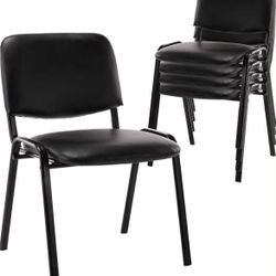 Set of 5 Pack Stackable Waiting Room Chairs Fabric Black