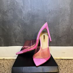 pink open toe heels 