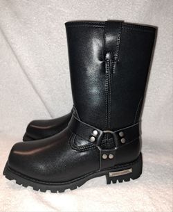 BRAND NEW - Dream Apparel Black Leather Harness Boots Size 8