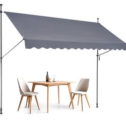VEVOR 138" x 47" Patio Awning Retractable, Outdoor Retractable Patio Awning Sunshade Shelter, Adjustable Patio Door Window Canopy with Manual Crank Ha