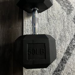 50lbs CAP Barbell Coated Hex Dumbbell Weight, Single