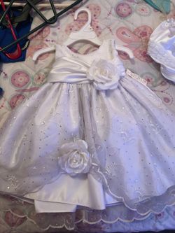 Baby girl baptismal dress and accessories