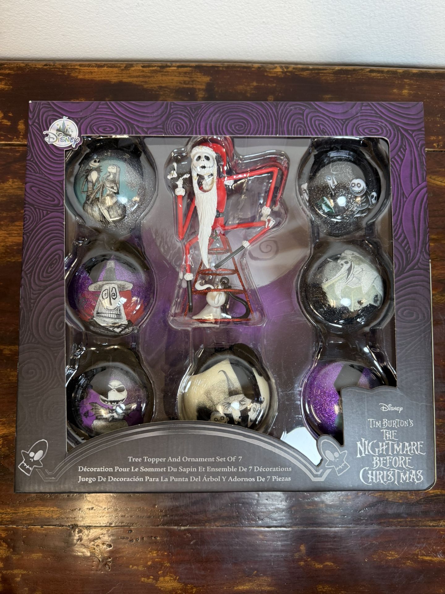 Disney Nightmare Before Christmas Jack Skellington Ornament Set and Tree Topper 