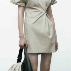 WOMENS ZARA PLEATED ASYMMETRIC DRESS