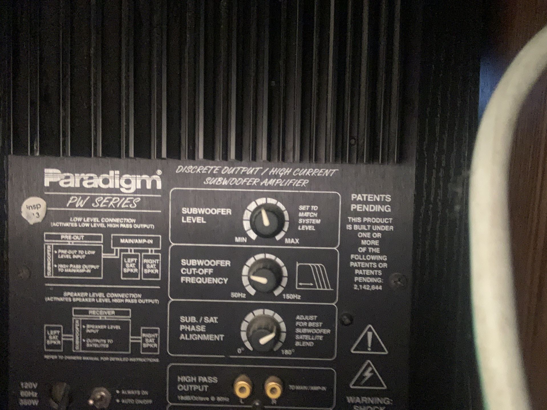 Paradigm pw-2200 subwoofer and pair of paradigm Atom v2 speakers