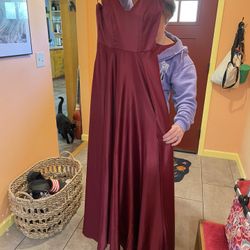 Red floor length dress