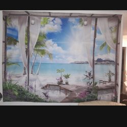 Extra large wall decor mural beach Maldives bungalow