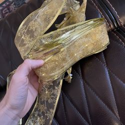 rare holiday light up gold ribbon 