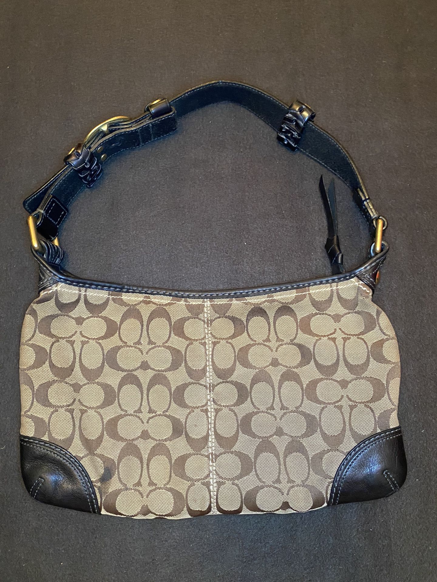 Women’s Coach Brown “C” Logo Shoulder Bag ( Handbag / Purse )