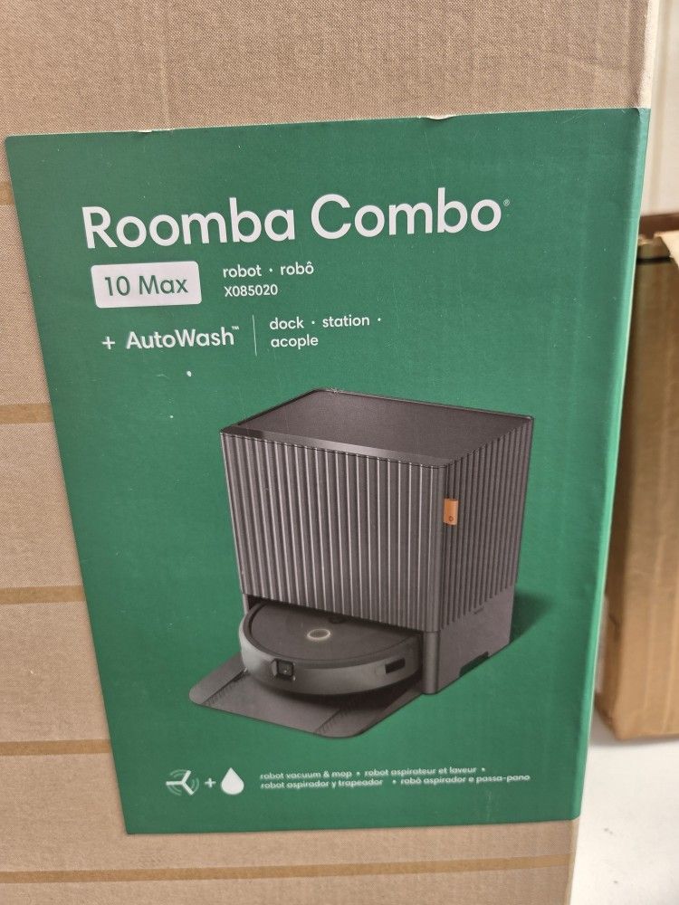 iRobot Roomba Combo 10 Max Robot Vacuum and Mop + AutoWash Dock (x0850) - Multi-Functional Base, Refills Bin, Washes & Dries It's Mop Pad, Self-Emptyi