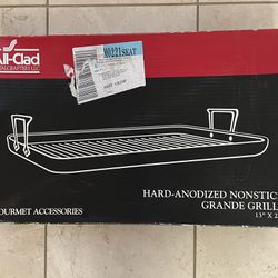 All-Clad Hard-Anodized Nonstick Grande Grille 13" x 20" Double Burner Grill -New
