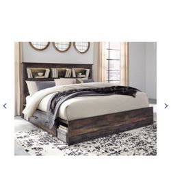 Drystan Multi King Bookcase Panel Bed with Side Storage