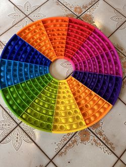 Large Circular Rainbow Pop It Fidget Toy - Stress Relief and Sensory Fun